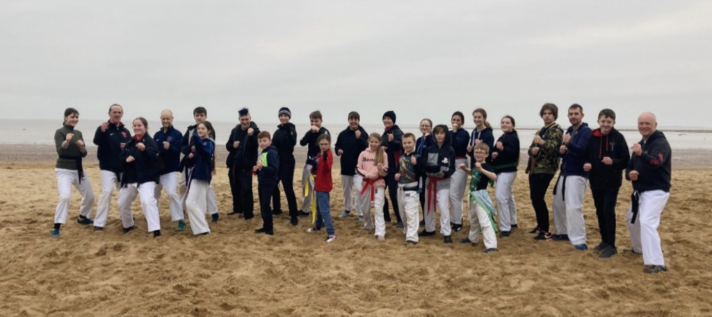 Karate on the beach.